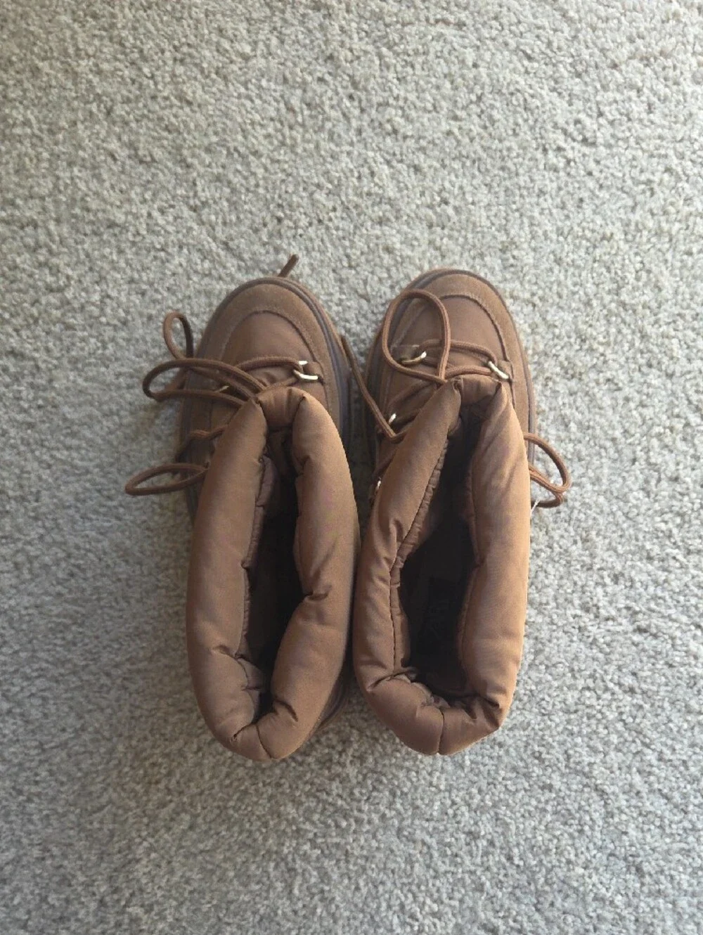Zara  Brown Puffer Boots